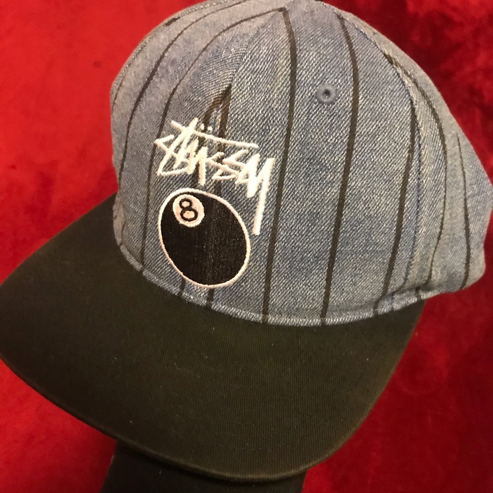 Stussy Snapback Hat Cap Denim 8ball